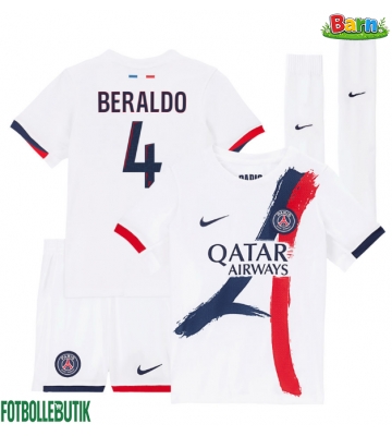 Paris Saint-Germain Lucas Beraldo #4 Bortaställ Barn 2025-26 Kortärmad (+ Korta byxor)